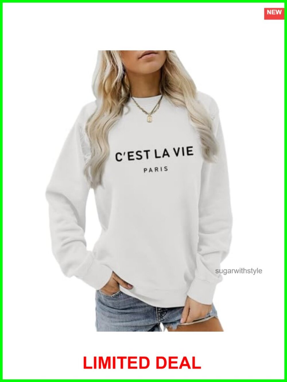 Oversized Cotton Blend Graphic Crewneck Sweatshirt